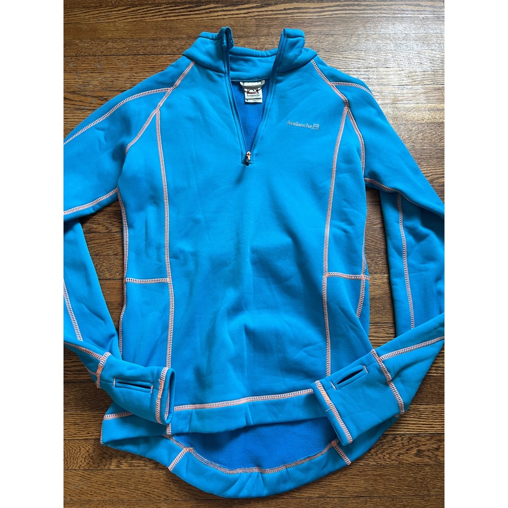 Avalanche Womens Small Blue Quarter Zip Fleece Pullover Thumbhole Activewear